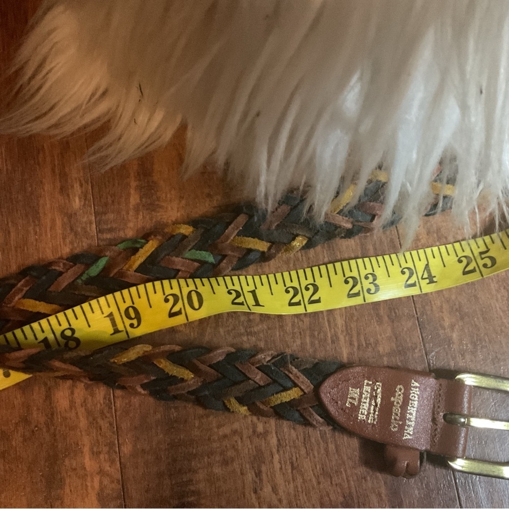 Vintage bright color braided leather Capezio belt L-XL - Picture 6 of 7